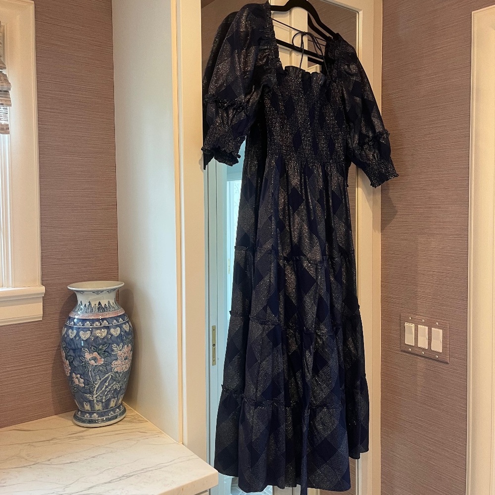 Hill House Home - Nesli Nap Dress - Navy Silver Plaid